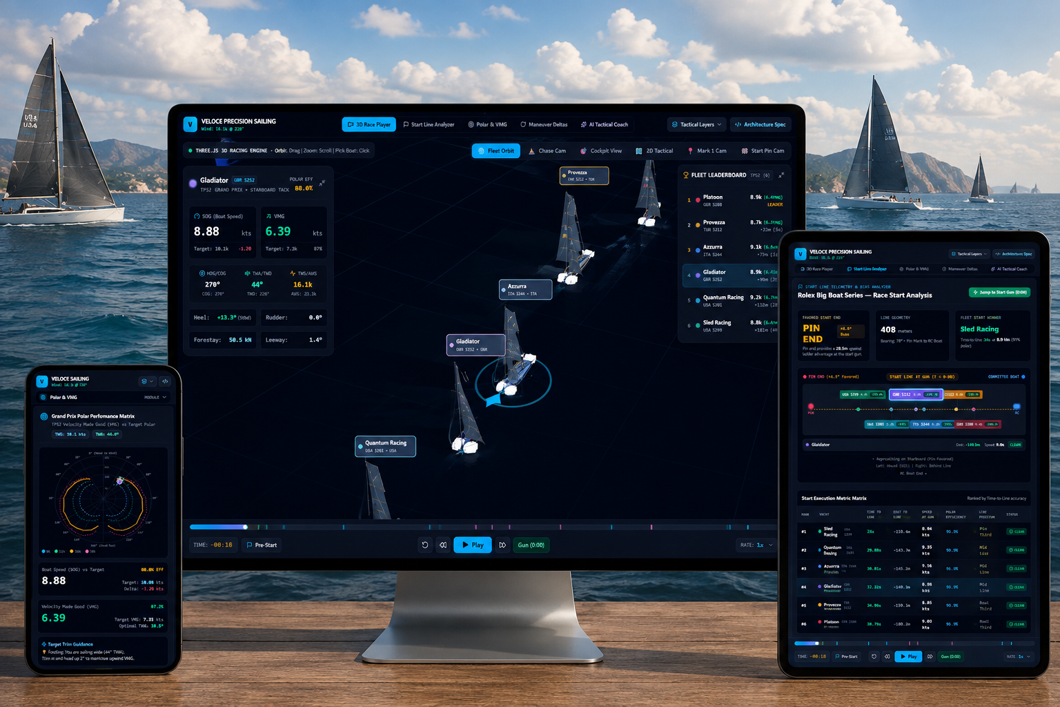 Veloce Sailing Telemetry & 3D Race Analytics Mockup